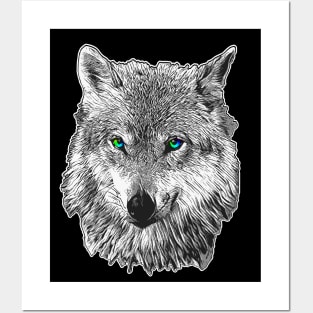 Wolf face Posters and Art